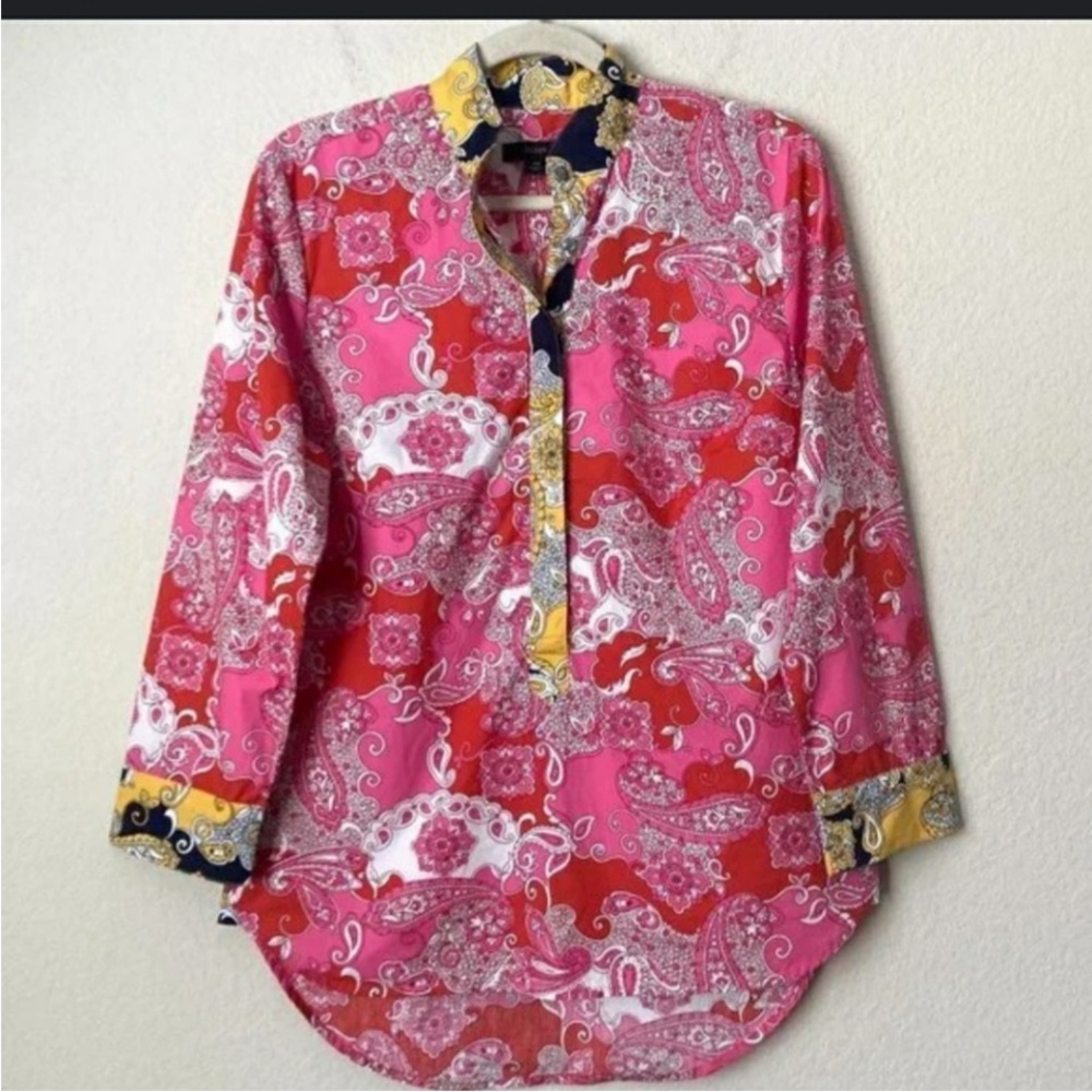 J. Crew Pink Paisley Button-Up Blouse